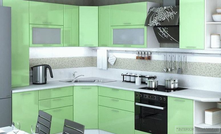 Снимка на кухнята в цвят на мента 1