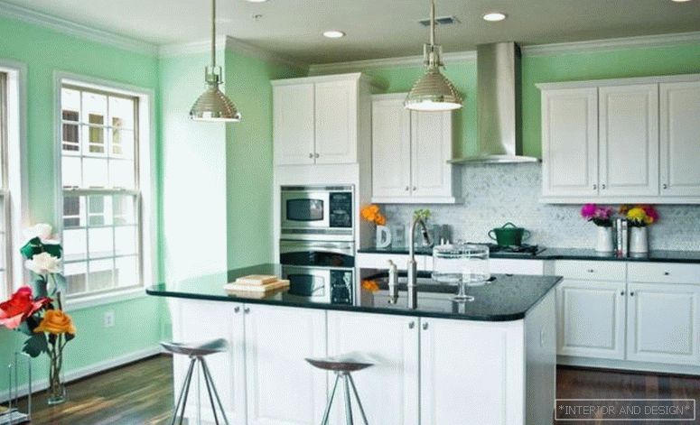 Снимка на кухнята в цвят на мента 2