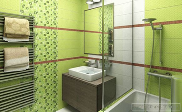Плочки зелени във вътрешността на банята - 1