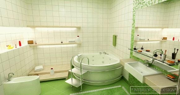 Плочки зелени във вътрешността на банята - 4